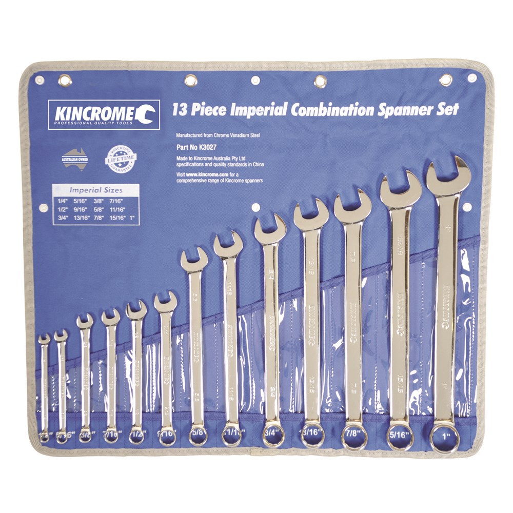 KINCROME SPANNER SET COMBINATION 13 PIECE IMPERIAL